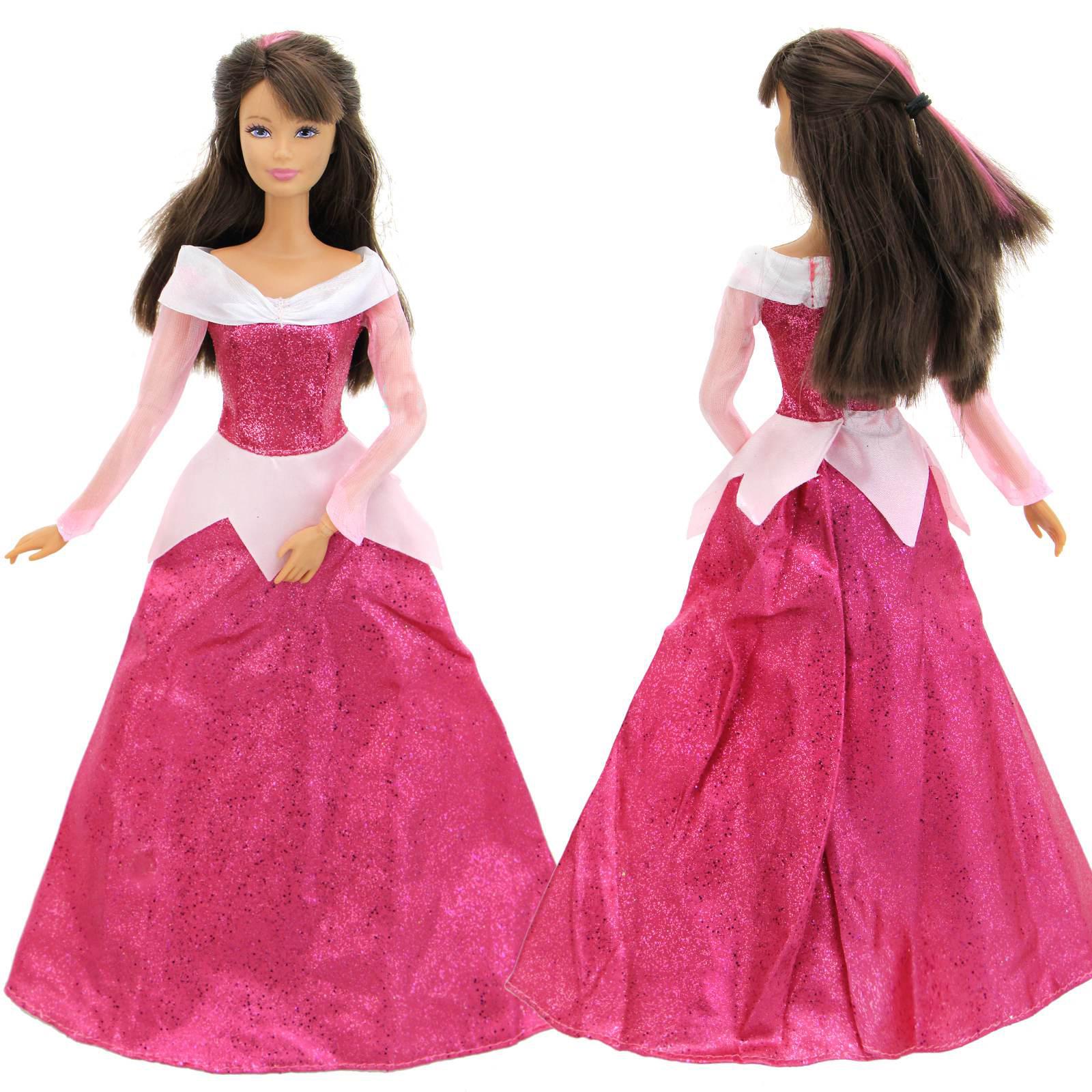 1x Klassisches Prinzessinnen-Retrokleid für Barbie-Puppe, rosa, elegantes Ballkleid, Kleidung für 11,5-Zoll-Puppe, Cosplay, Aurora