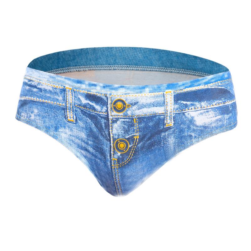 Damenunterwäsche, süße, atmungsaktive Baumwolle, sexy Jeans-Slips M hellblaue