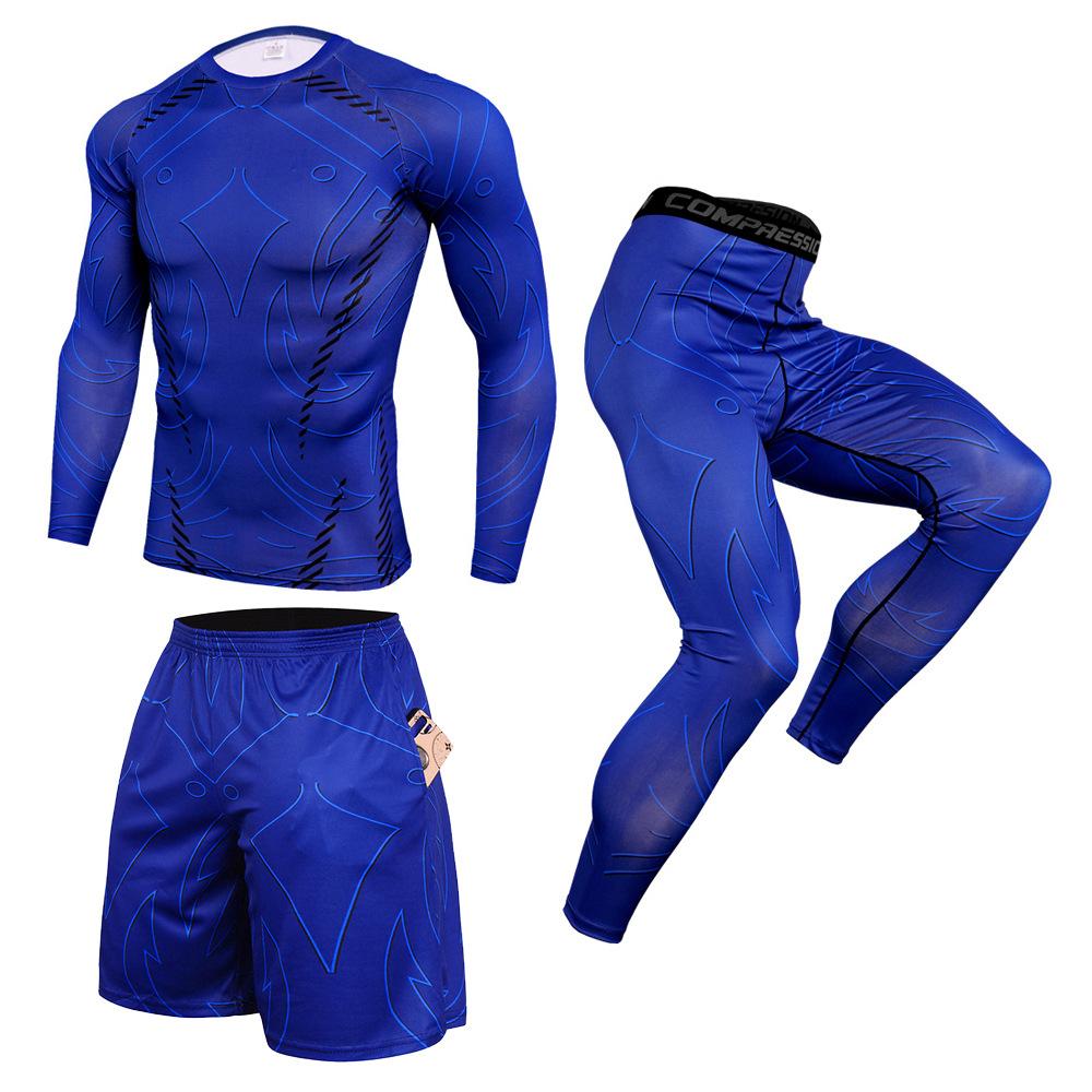 3-teilige Herren-Radsportbekleidung, Fitness-Kleidung für Herren, lässige Sportbekleidung, Basketball-Anzüge, Größe S-XXXL XXXL blue
