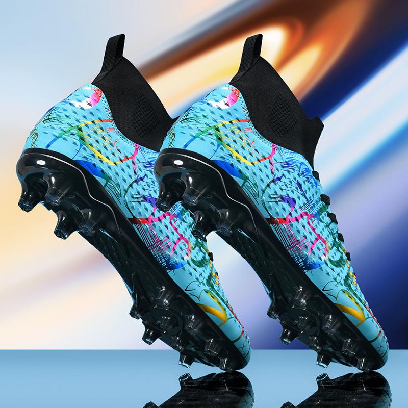 Männer Fußball Schuhe Kinder Fußball Stiefel Frauen Professionelle Fußball Stollen Rutschfeste Chaussure Fußball FG Outdoor Fußball Schuhe 33 blau