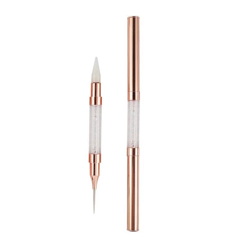 Doppelkopf-Strass-Picker, Nagel-Dotting-Werkzeug, Wachsstift, Perlen, Ohrstecker, Picking-Up-Stift, Maniküre-Werkzeug weiß