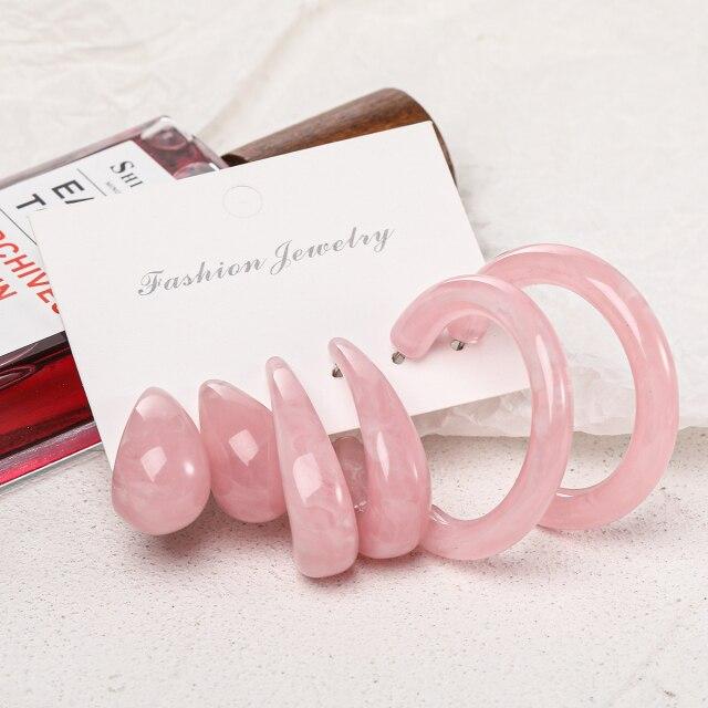 3 Paar Set Candy Farbe Geometrische Tropfen Ohrringe Retro Acetat Acryl Ohrringe Set Für Frauen Kreis Ohrringe Weiblichen Schmuck beige
