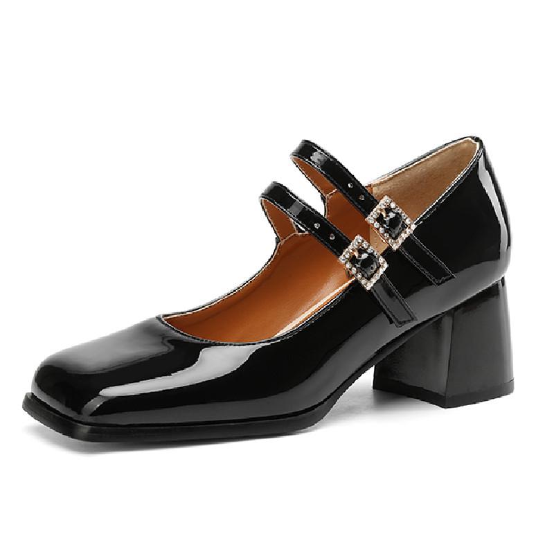Mode Patent Elegant Niedrige Absätze Pumps Damen Mary Janes Schuhe Große Größe 45 Mode Schwarz Rot Damen Absatzschuhe Büro Party Hochzeitsschuhe 46 schwarz
