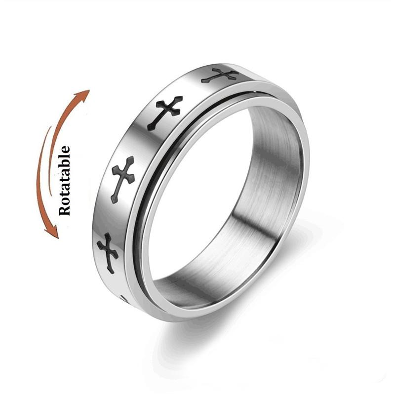 Anti Stress Angst Fidget Spinner Partnerringe Drehen sich frei Schmuck für Männer Frauen Edelstahl Knöchelring Hochzeit Bague 6