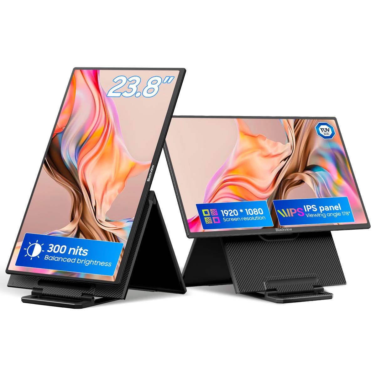 Blackview Table 10 Tragbare Monitore, 23,8 Zoll FHD+ TÜV SUD 100Hz IPS, 80W Reverse Charging Unterstützung, Eingebauter BOX-Lautsprecher schwarz