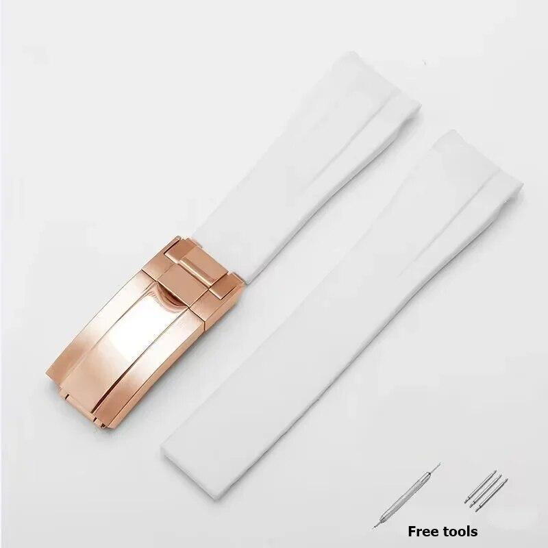 20 mm 21 mm Premium-Silikonarmband für Rolex Submariner DAYTONA GMT Yacht-Master Series Zubehör Ersatz-Uhrenarmband White-R  20mm no logo