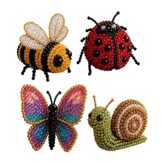 1 Set 3D Perlen-Tier-DIY-Kit, Perlen-Tier-Kunsthandwerk-Kit mit Anleitung, Handgefertigtes Insekten-, Vogel-, Fledermaus-, Bauernhoftier-Perlen-Kit für Erwachsene Anfänger A