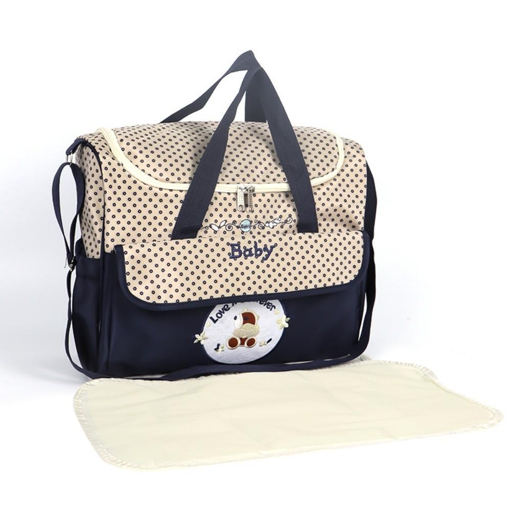 5 Stück/Set Große Kapazität Baby Wickeltasche Multifunktionale Umhängetaschen Neue Schultertasche Reisen Dark Blue-L