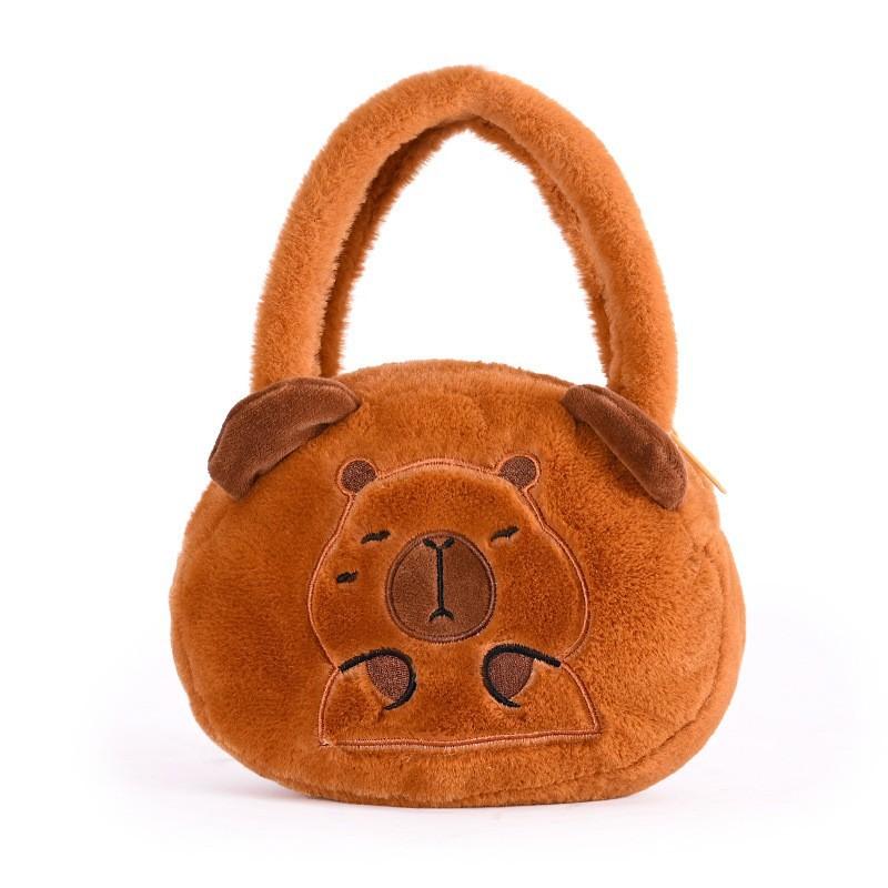 Neue Kapybara-Tragetasche Plüsch-Tragetasche Niedliche Wasserschwein-Handtasche Herz für Teenager-Mädchen Handgetragene Münzaufbewahrungstasche