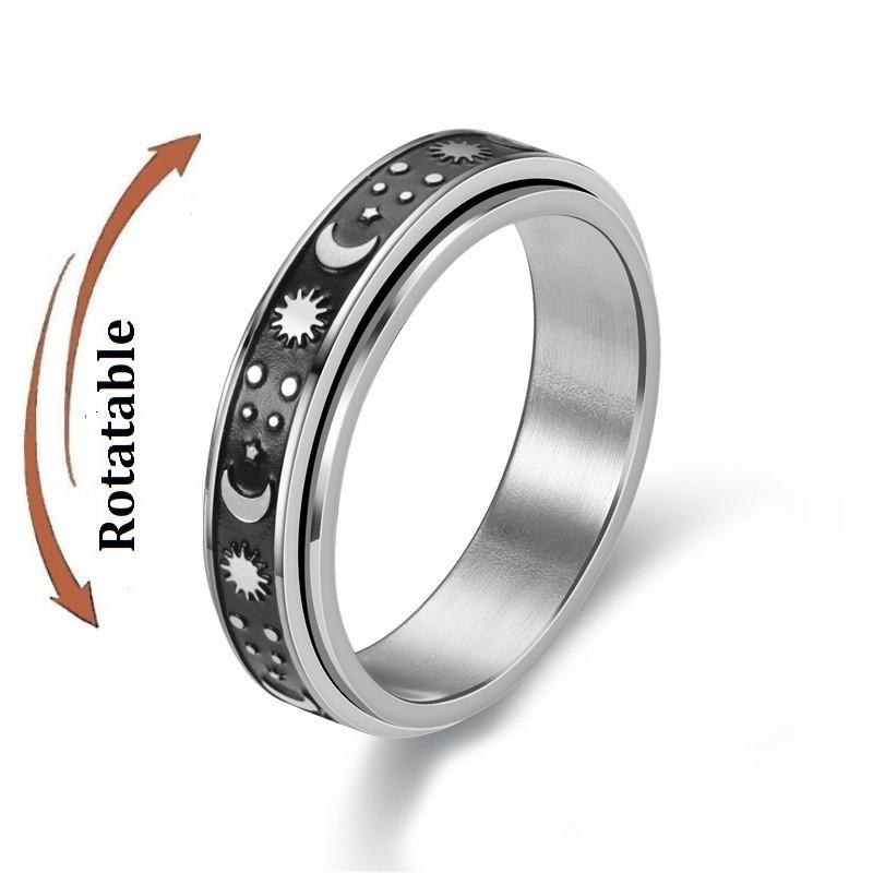 Anti Stress Angst Fidget Spinner Partnerringe Drehen sich frei Schmuck für Männer Frauen Edelstahl Knöchelring Hochzeit Bague 6