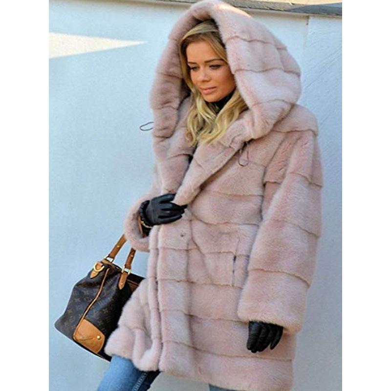 Große Größe 10XL Pelz mästen und vergrößern den Mantel Mantel Winter Damen europäischen und amerikanischen warmen Imitation Pelzmütze Mantel lose Plüschmantel 10XL 6XL rosa