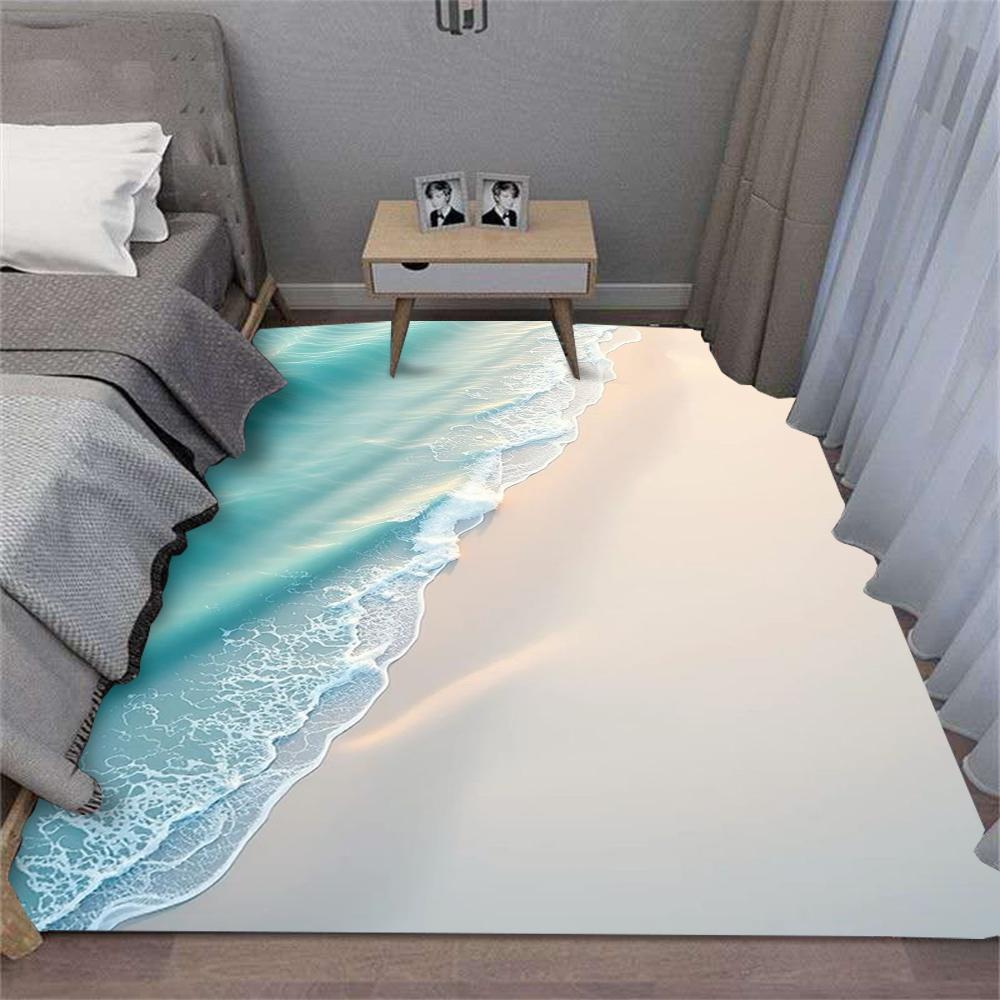 Sommer Charme Wellen Strand Muschel Teppich für Wohnzimmer Sofa Dekor Teppiche Schlafzimmer Teppich Küche Couchtisch Bodenmatte Flur Teppich 120X160CM