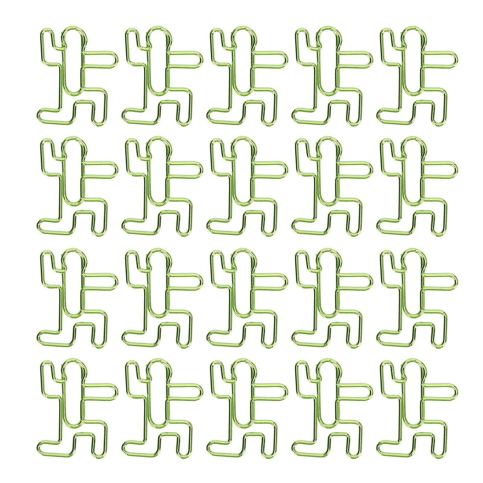 20 Stück Cartoon Büroklammer Menschliche Form Kreativität Metall Modellierung Handwerk Schulbedarf Grün