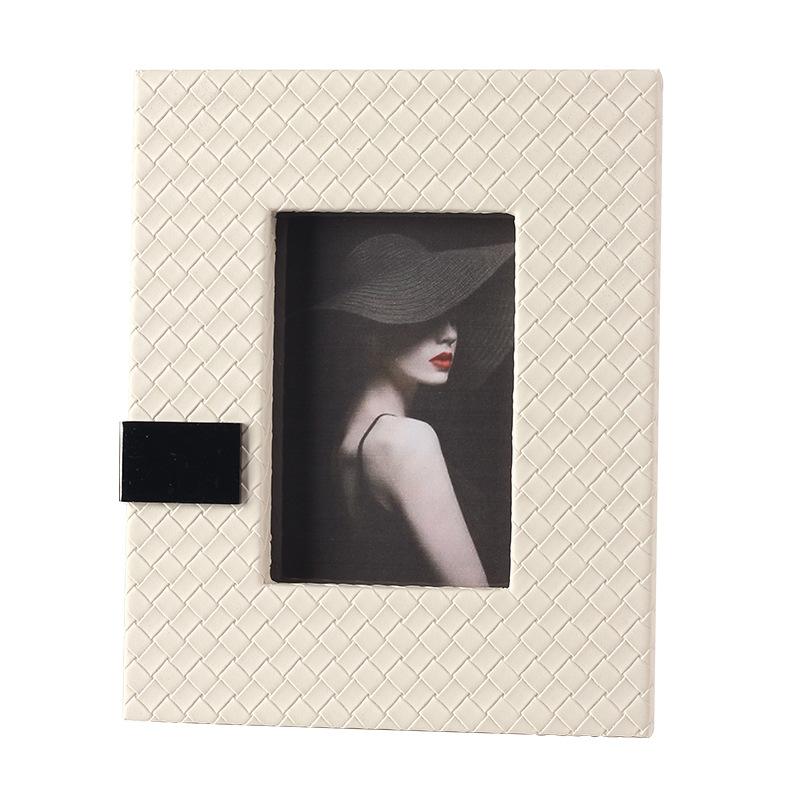 Luxus Einfache Leder Foto Rahmen Zubehör Modell Haus Verkäufe Büro Weiche Dekoration Bild Rahmen Wohnzimmer Schlafzimmer Desktop Foto Rahmen Ornamente Brown - Rectangle M07354 white