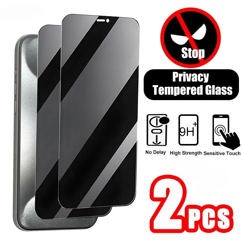 2 Stück Sichtschutz Displayschutzfolie für iPhone 16 15 13 Pro Max Anti-Spy Vollschutz gehärtetes Glas für iPhone X XR 12 13 Mini 7 8 Plus iPhone 14 plus schwarz