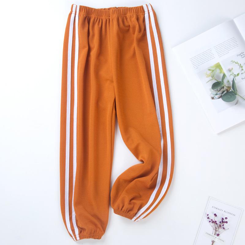 Kinder Sommer Jogger Hosen Mode Gestreifte Sport Hosen Jungen Mädchen Casual Hosen 150 orange