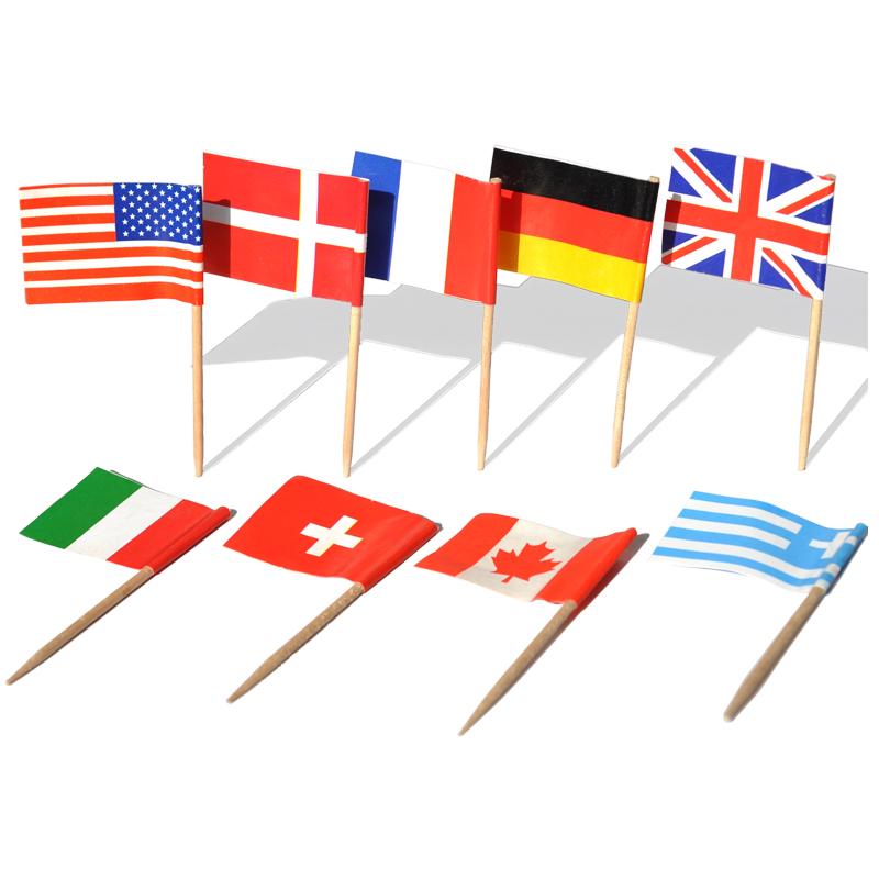 100 Stück Nationalflaggen-Picks, verschiedene Länder, Kunst-Zahnstocher, Party-Sticks, Cupcake/Kuchen/Torte/Obst/Eiscreme-Topper-Dekoration United Kingdom
