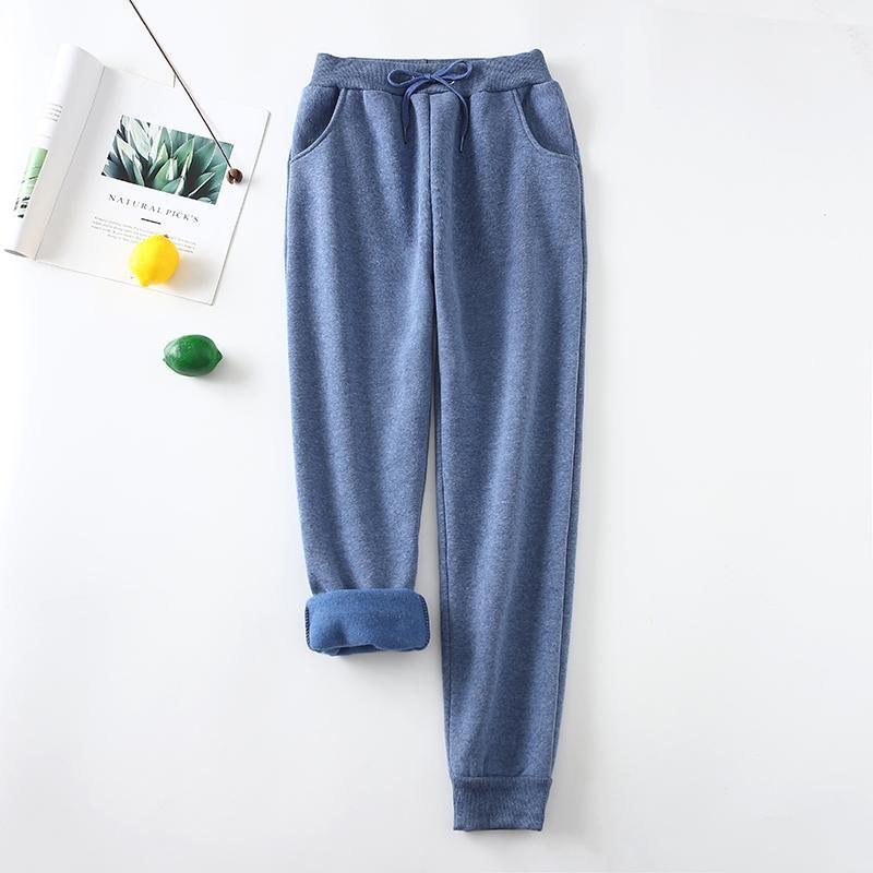 Winter Jogginghose Frauen Schwarz Casual Jogger Halten Warme Hosen Verdicken Samt Hosen Streetwear Frauen XXL blau