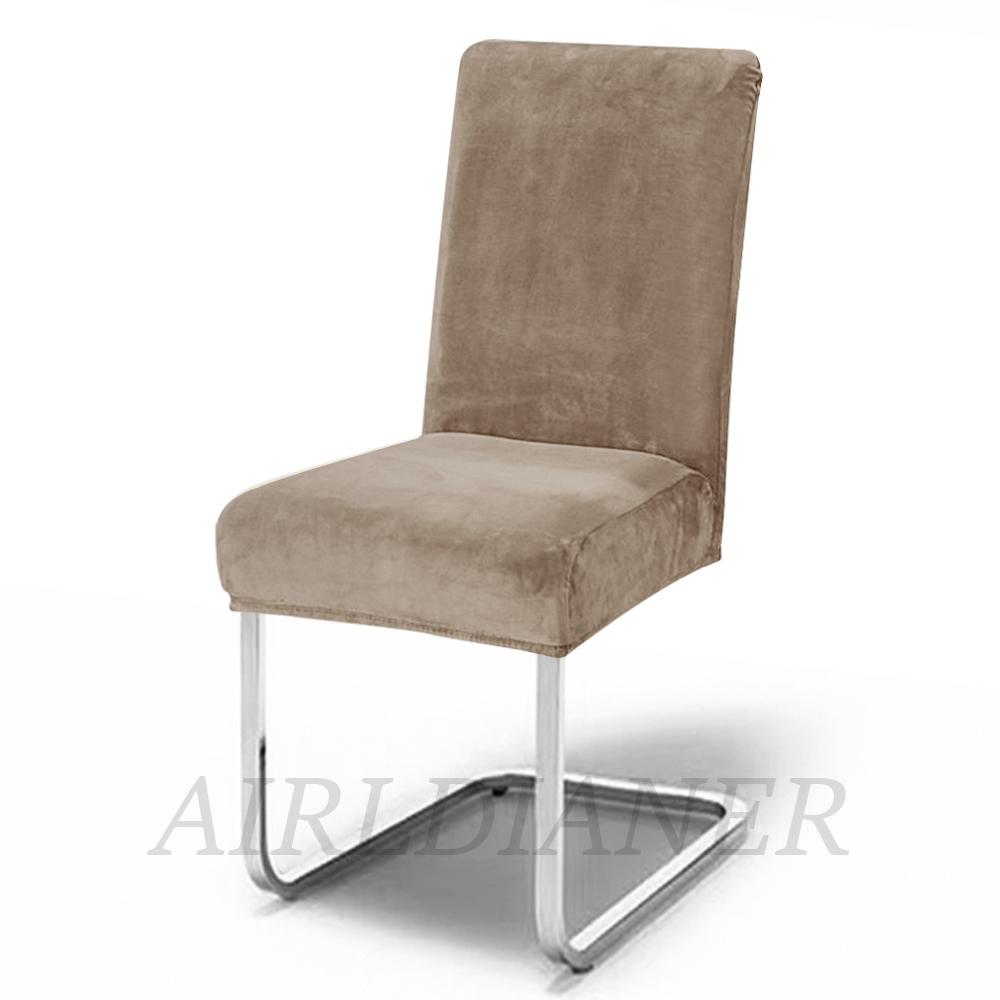 Weiche Samt-Stuhlhussen, dick, einfarbig, dehnbar, für Esszimmerstühle, Büros, Bankette und Restaurants, 1 Stück 1-pc kamelfarben