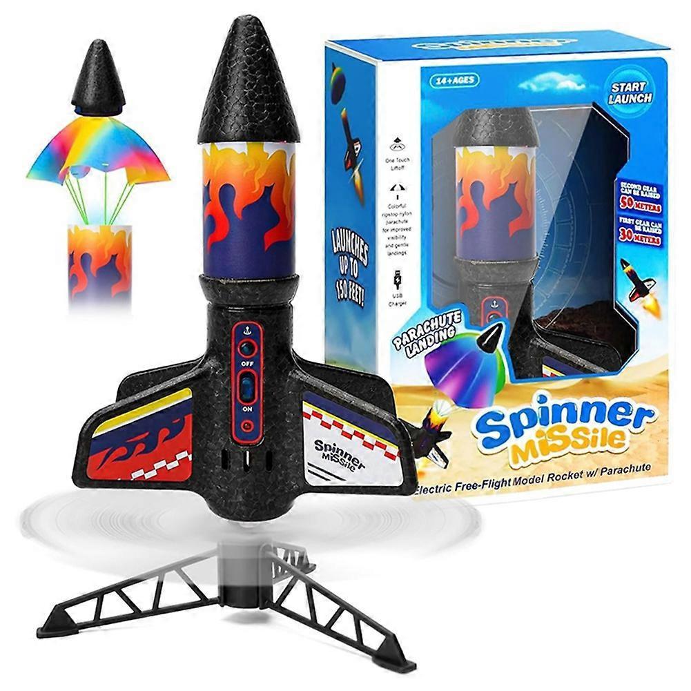 Kinder Raketenwerfer Spielzeug mit Fallschirm Selbststartender Motorisierter Weltraumraketen Spielzeug Outdoor Startspiel für Jungen Kinder