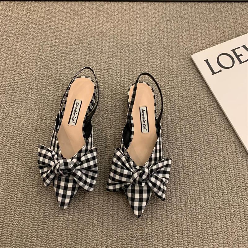 Bogen Sandalen Frauen Sommer Spitz Niedrigen Absatz Sandalen Frauen Mode Baotou Dünnen Riemen Sandalen High Heels Alias 35 weiß