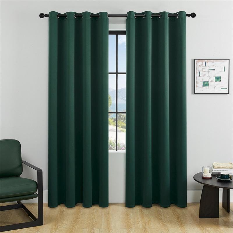 Moderne minimalistische Vorhänge Vollverdunkelung Sonnenschutz Vorhänge Energieeffiziente Fensterdekorationen für Schlafzimmer Wohnzimmer Heimdekor 140cm*262cm dunkelgrüne