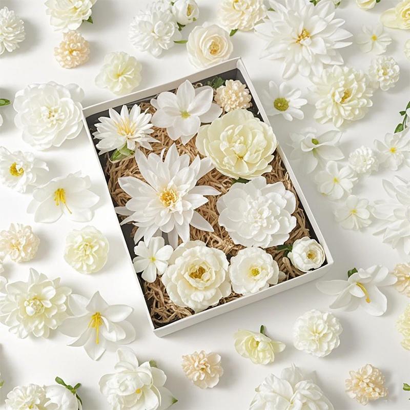 20/50 Stück Rosa Künstliche Blütenköpfe MSini Seide Künstliche Rose Gänseblümchen Blume Bastelbedarf Hochzeitsfeier Kranz Heimdekoration 20Pcs weiß