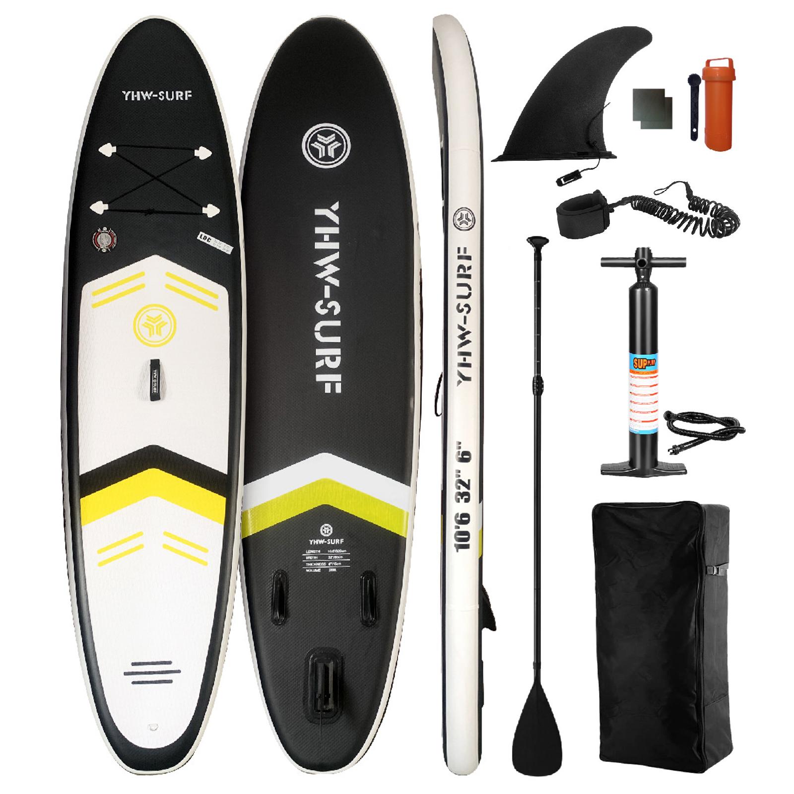 10,6 ft Aufblasbare Paddle Board Meer Strand Wasserski Stand Up Paddle Board schwarz