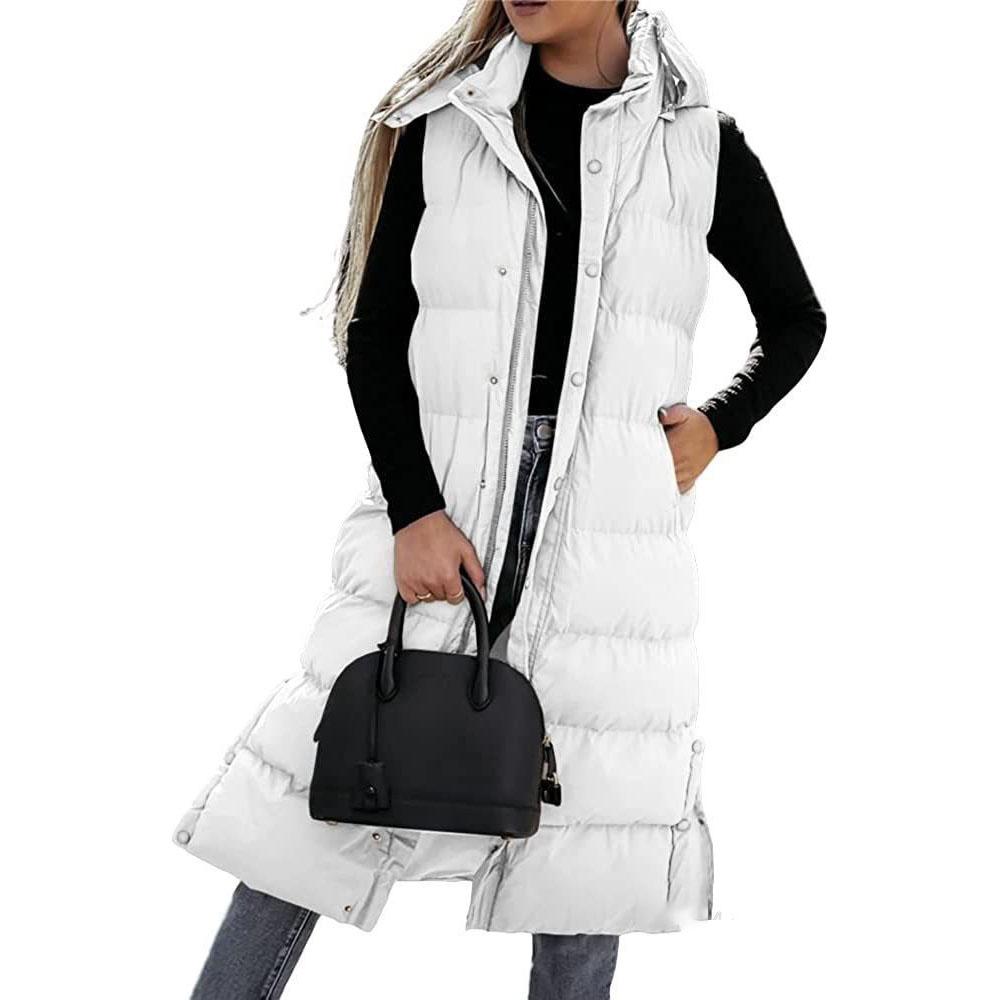 Damen Winterjacke mit Kapuze, Parka, Steppweste, Übergröße, Winterjacke, Parka, Steppweste, Casual L weiß