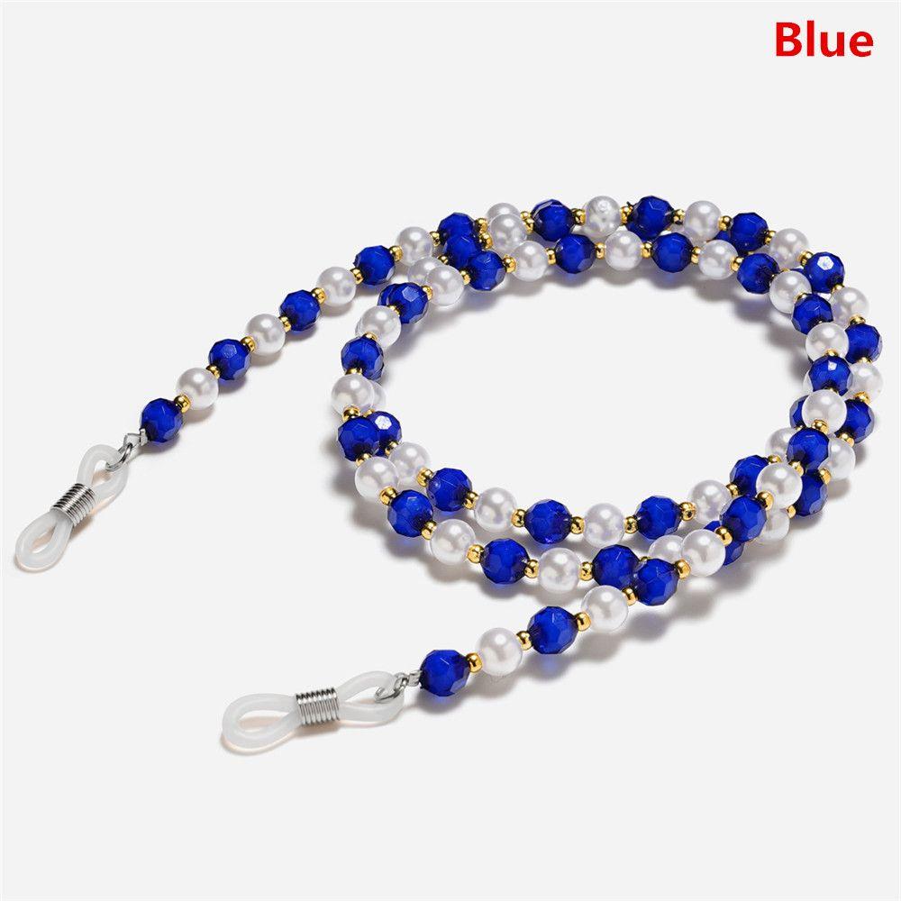 Perlen Männer Frauen Kristall Gläser Halskette Gläser Kette Auge tragen Zubehör Brillen Lanyard blau