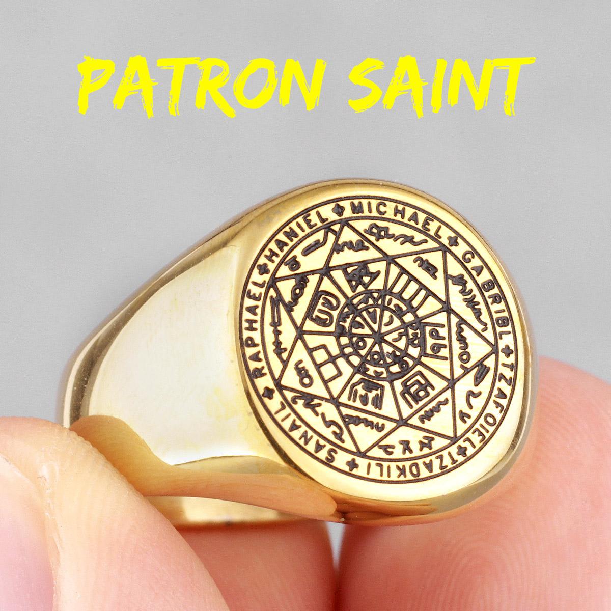 Sternbild Schutzpatron Davidstern Amulett Edelstahl Herrenringe für männlichen Freund Schmuck Kreatives Geschenk W4081WW-12 brown