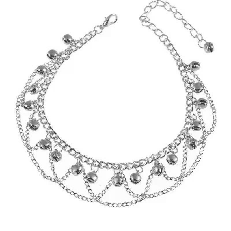 Boho Fransen Glocken Fußkettchen Persönlichkeit Damenmode Fußkettchen Strand Fuß Mode Schmuck white