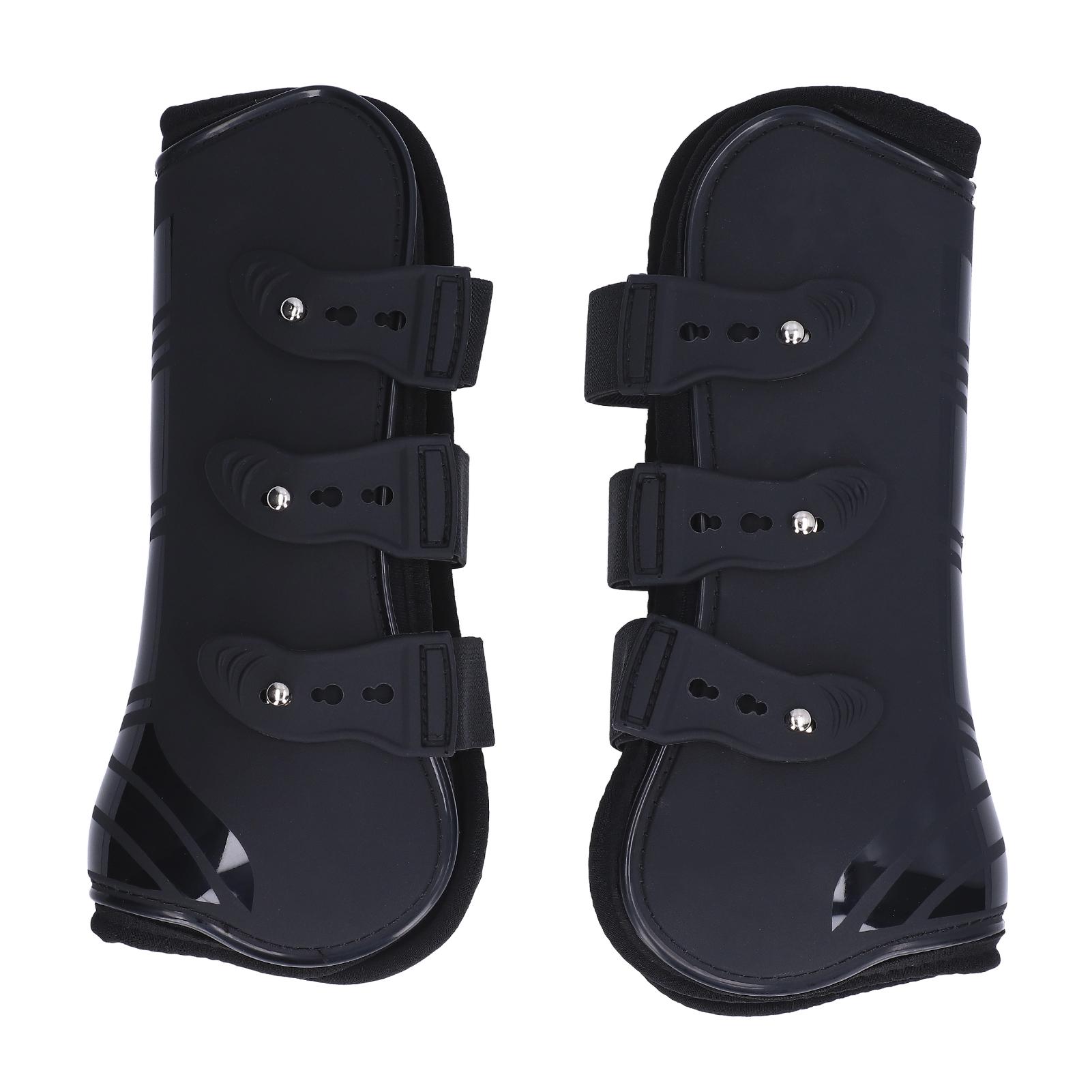 2 stücke Pferd Bein Stiefel PU Neopren Schutz Einstellbare Pferd Sichere Stiefel für TendonBlack Front M(315 X 180mm / 12.4 X 7.09in)