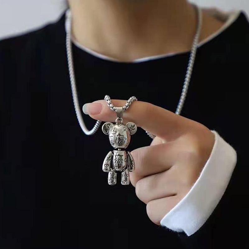 Hip-Hop Bär Halskette Herren Halskette Damen Halskette Mode Anhänger Pullover Kette silber