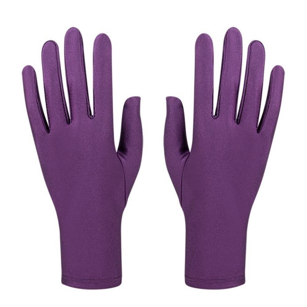 Performance-Handschuhe mit vollen Fingern Partykleid Fäustlinge Neue Spandex-Handschuhe Geschenk violett