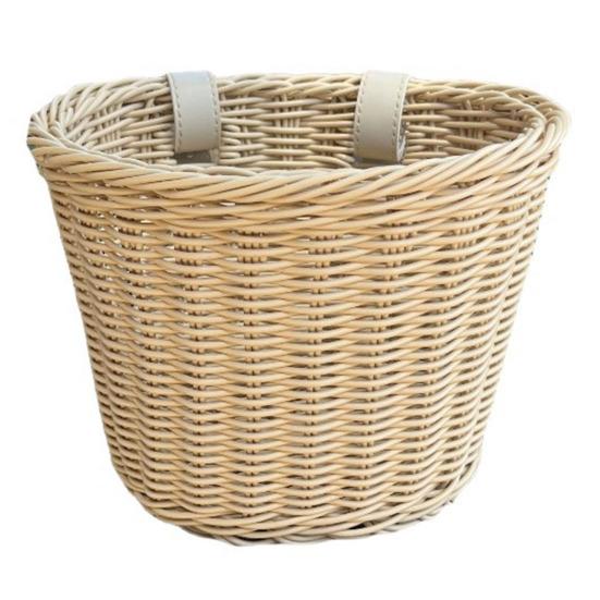 Weidenkorb für Kinderfahrräder vorne mit verstellbarem Riemen, für Kleinkinder, Jungen und Mädchen, Laufrad, Vintage, handgefertigt, gewebter Aufbewahrungskorb aus Rattan, Fahrradzubehör S braun