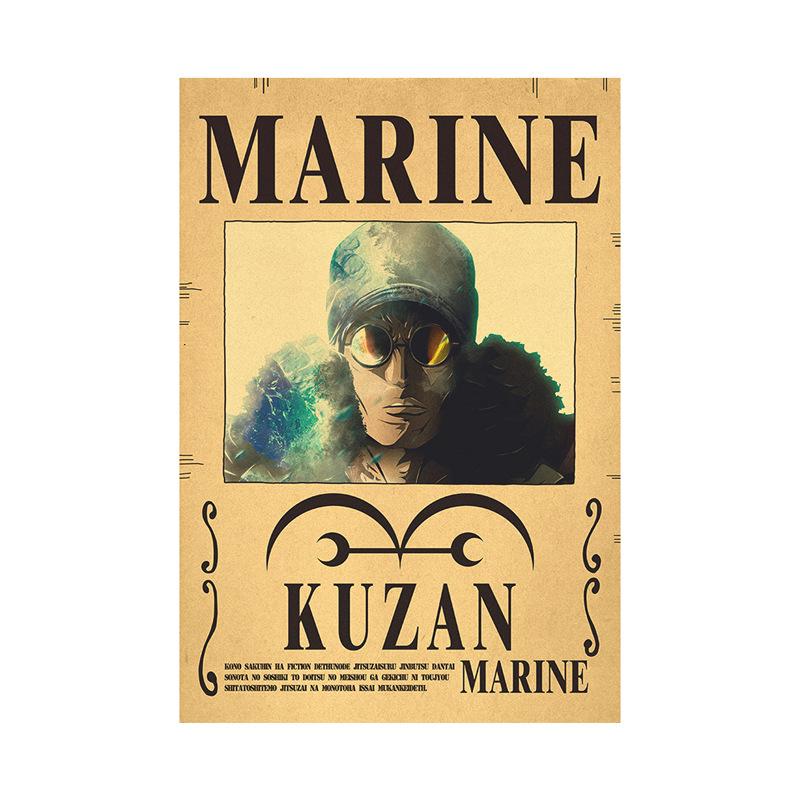 Anime One Piece Ruffy 3 Billion Bounty Wanted Poster Vier Kaiser Kid Actionfiguren Vintage Wanddekoration Poster Spielzeug Aokiji schwarz/braun