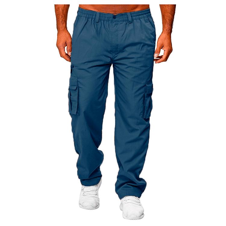 Männer Cargo Hosen Casual Multi Taschen Militärische Taktische Hosen Männlichen Outwear Lose Gerade Hosen Lange Hosen Plus Größe Hosen L blau