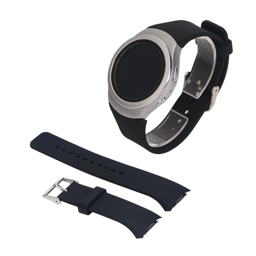 Für Samsung Gear S2 Sportarmband/Samsung Galaxy Watch Armband R720 R730 Smartwatch-Armband Silikon-Handgelenksarmband Correa Uhrenarmband schwarz