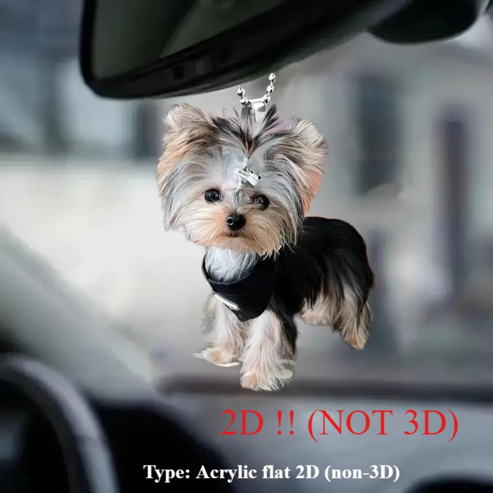 Flacher, süßer 2D-Hundeanhänger aus Acryl – geeignet als Auto-Innendekoration, als Schlüsselanhänger für Taschen und als Accessoires