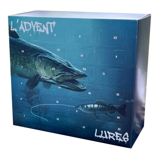 Angelköder-Adventskalender 2024, Angeln, Weihnachts-Countdown-Kalender, 24 Tage, Angelköder, Weihnachtsgeschenke für Angler, Männer, Jungen A