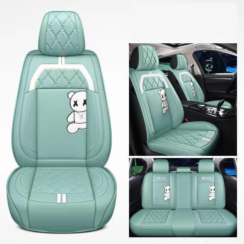 WTEMPO Marke Auto Sitz Abdeckung Universal Volle Auto Fünf-sitzer Vier Jahreszeiten Allgemeine Atmungsaktive Leder Cartoon Kissen Sitz Abdeckung grün