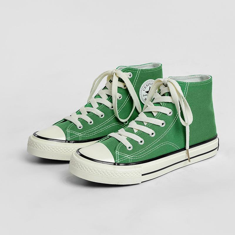 Damen Canvas Sneakers Casual Flat Lace Up High Top weiße Schuhe Unisex Vulkanisierte Schuhe Frau Paar Schuhe 35