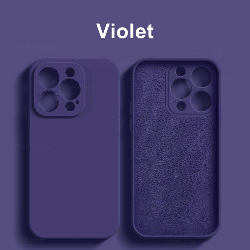 Für Flüssigsilikon Handyhülle Für Apple iPhone 16 15 14 Plus 13 12 11 Pro Max Hüllen Für iPhone 16 Pro Max Stoßfeste Hülle For iPhone 13 Pro Violett