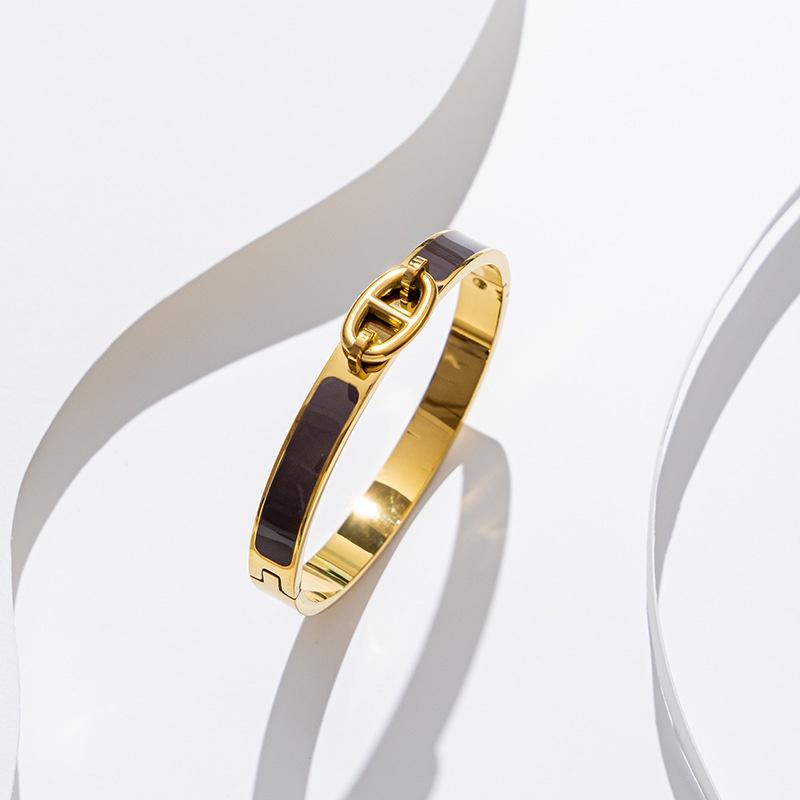 Edelstahl-Armreif für Damen, unfassbarer Modeschmuck khaki/gold