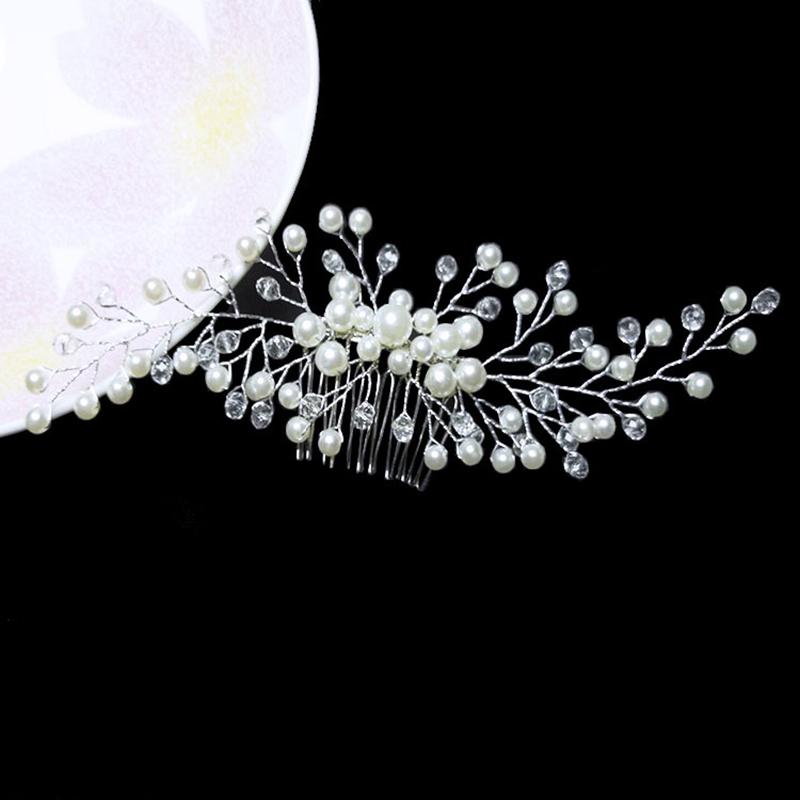 Frauen Braut Haarschmuck Kristall Peals Haarkämme Hochzeitskleid Haarschmuck Haarnadeln Handgefertigte Haarschmuck weiß