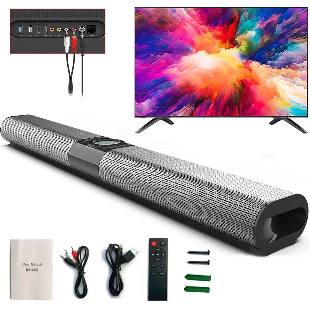 Kabelloses Bluetooth-Soundbar-Lautsprechersystem, Super-Power-Sound-Lautsprecher, kabelgebunden, kabelloser Surround-Stereo-Heimkino-TV-Projektor schwarz