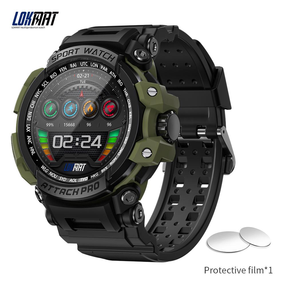 LOKMAT Marke Neue ATTACK Pro Sport Smart Uhr Bluetooth Anrufe Uhren 5ATM Wasserdicht Fitness Tracker Herzfrequenz Monitor grün