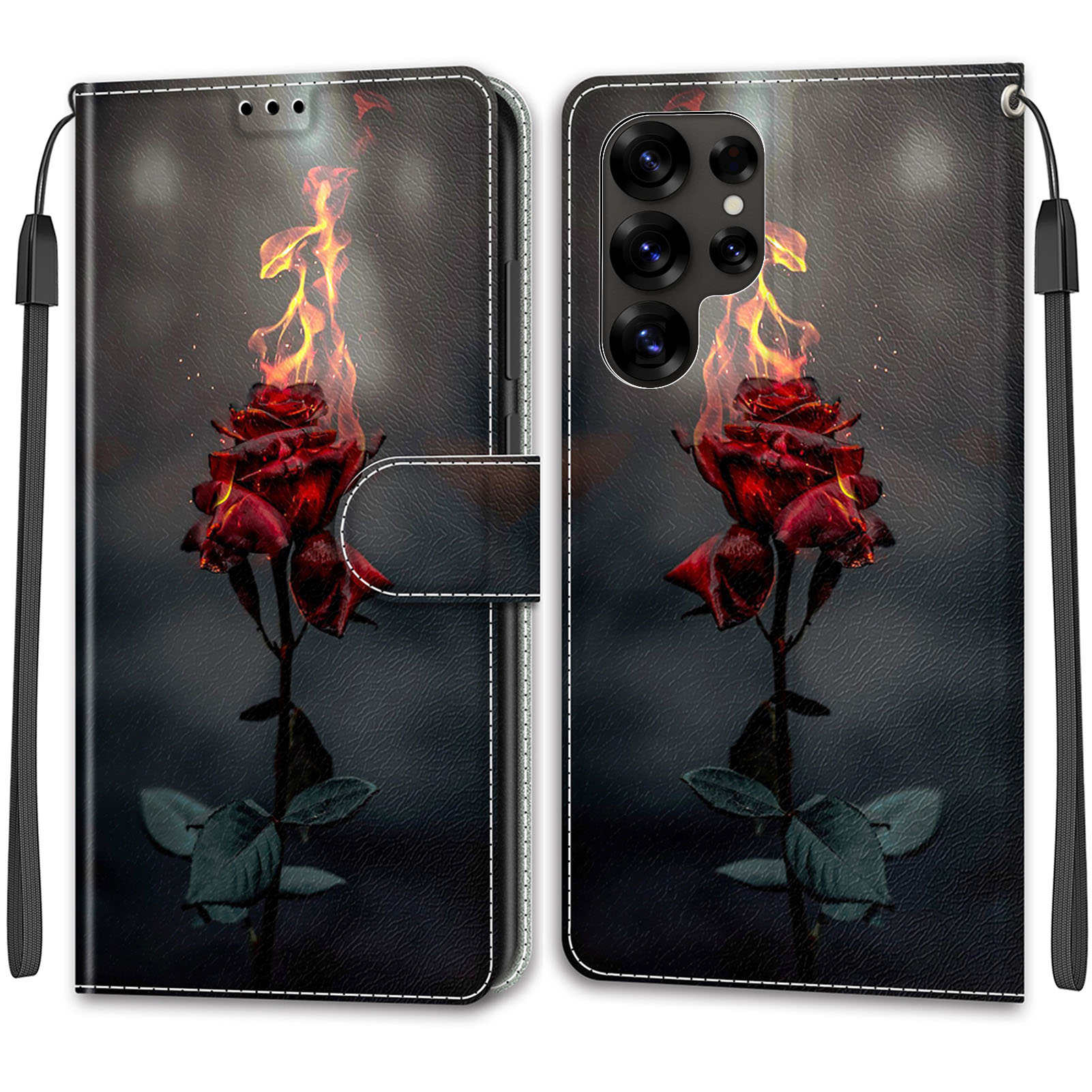 Luxuriöse, bemalte Ledertasche im Buchstil, Schutzhülle für Samsung Galaxy S25 S24 S23 S22 S21 S20 Plus Ultra/Samsung A36 A26 A16 A06 A55 A35 Samsung Galaxy S23 Ultra