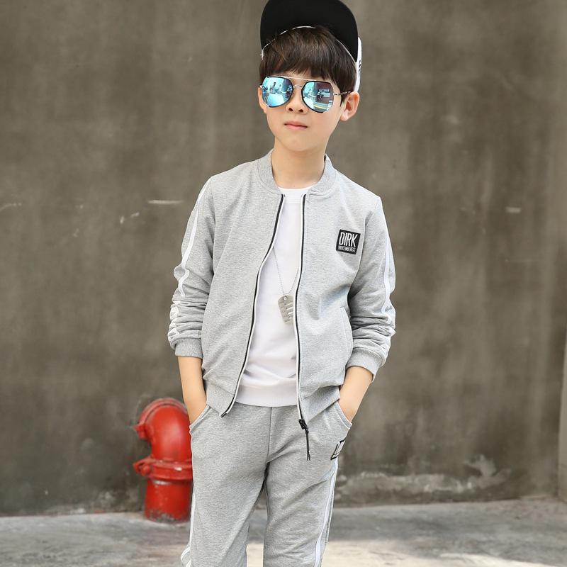 Neue Frühjahr 4-12 Jahre Jungen Kleidung Sets Teenager Baby Jungen Sport Kleidung Schule Kinder Anzug Sets Uniform Jungen jacken Hosen 140 grau